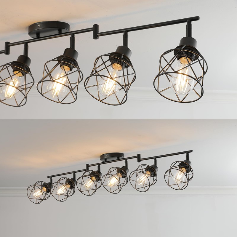 vivihobb Dimmable 6 Light Plug in Ceiling Light,Black Plug in