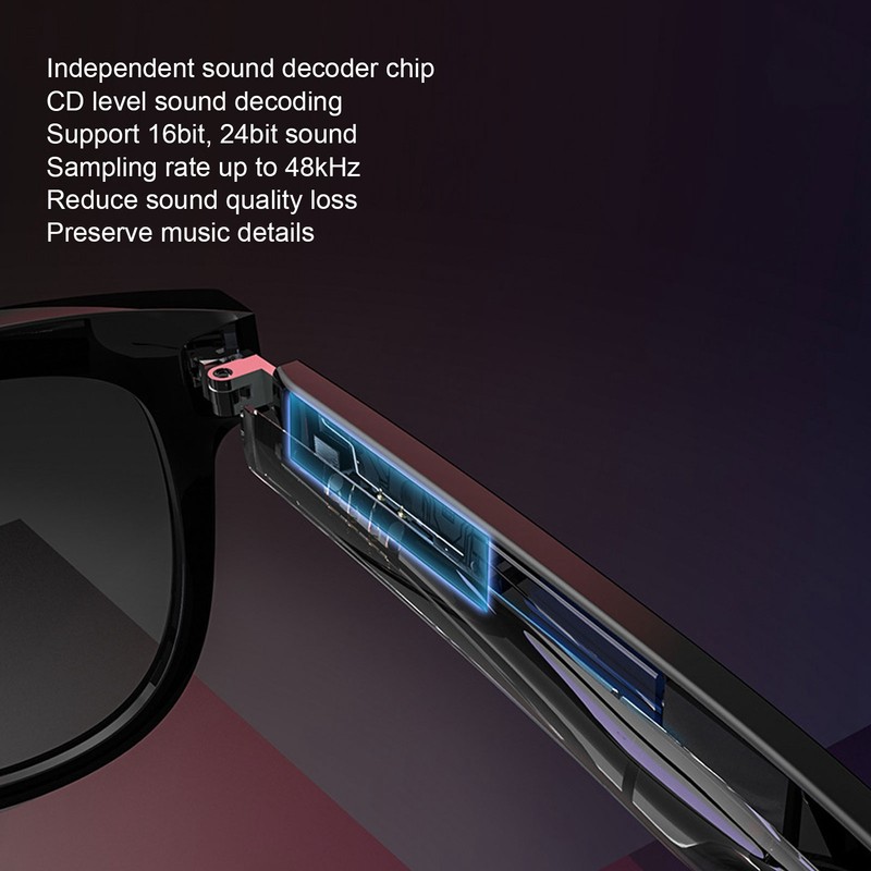 Bluetooth Sunglasses Polarized Lens Waterproof Smart Glasses with Open Ear