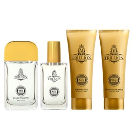 Hybrid & Company Men Trillion 4-Piece Gift Set, 0.68 Fl.Oz Eau de Toilette, 50ml Perfume, After Shave Balm, Shower Gel