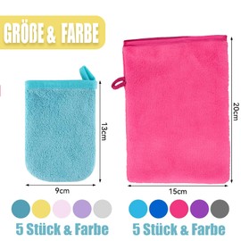 Vimmvid Set of 10 Microfibre Wash Cloths, Terry Towelling, 11 x 9 cm and 15 x 20 cm, Reusable Makeup Remover, European Style, Cotton, Plain Plain