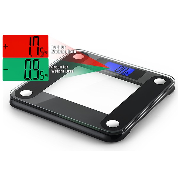 Ozeri Precision II 440 lbs (200 kg) Bath Scale with 50 gram Sensor Technology (0.1 lbs / 0.05 kg) & Weight Change Detection, Black