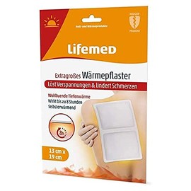 Lifemed - Extra Large Heat Plaster 19 cm x 13 cm White, Relieves Tension and Relieves Pain - in Economical and Practical Pack of 3