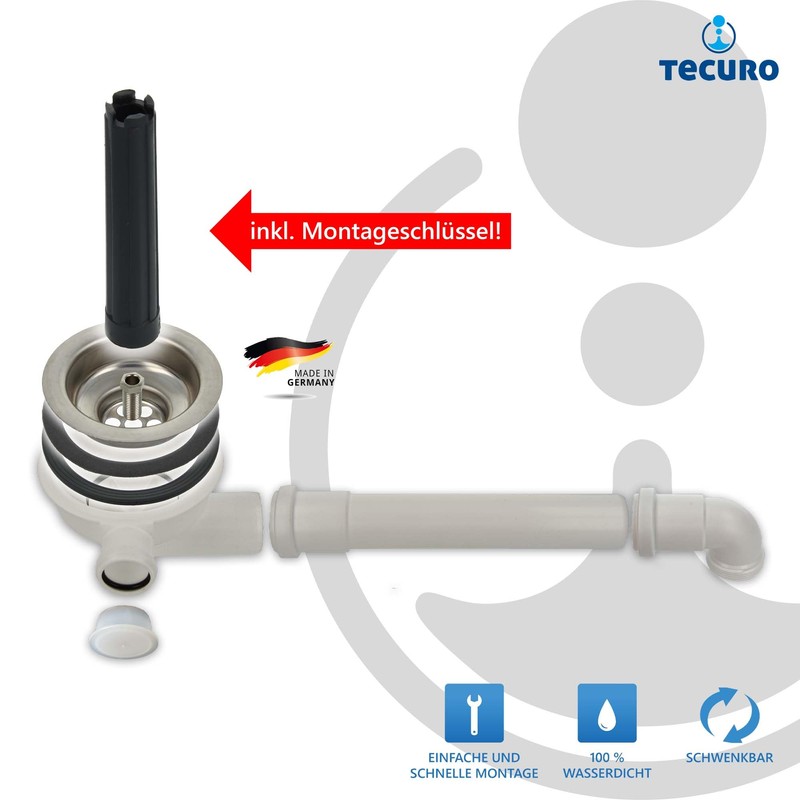 tecuro Sink Strainer Basket Valve Diameter 114 mm (3 1/2