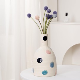 Ceramic Vase, Gifts for Mother Women, W 5.9" X H 11" Flower Vase for Pampas Grass, Living Room, Home, Dining Table, Farmhouse, Office Decor, Table, Bedroom, Kitchen Shelf and Wedding for Home Decor