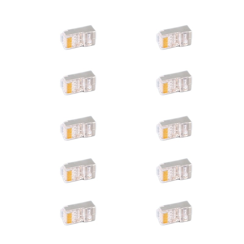 100Pcs CAT6 RJ45 Metal Shielded Connector Safe Reliable Net Shielded
