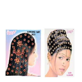 Combo Set of Hair and Face Art Bindi Stickers - Bridal Beauty Bindi Jewelry Stickers- Sku 101199 & 101210
