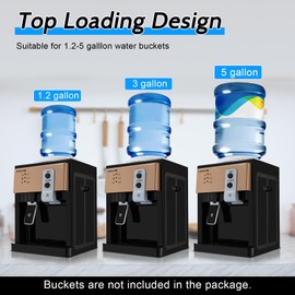 Water Dispenser, 110V Top Loading Countertop Water Cooler Dispenser 3 Function Hot Warm Cold Drinking Machine 1.1 to 5 Gallon Water Bottles for Home Office Dormitory Camping Grocery Store Use