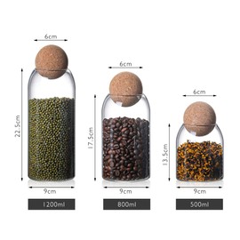 INCETUE Glass Storage Jars with Ball Cork Lid Decorative 1200 ml, Modern Glass Container with Corks, Glass Table Decoration for Living Room, Kitchen