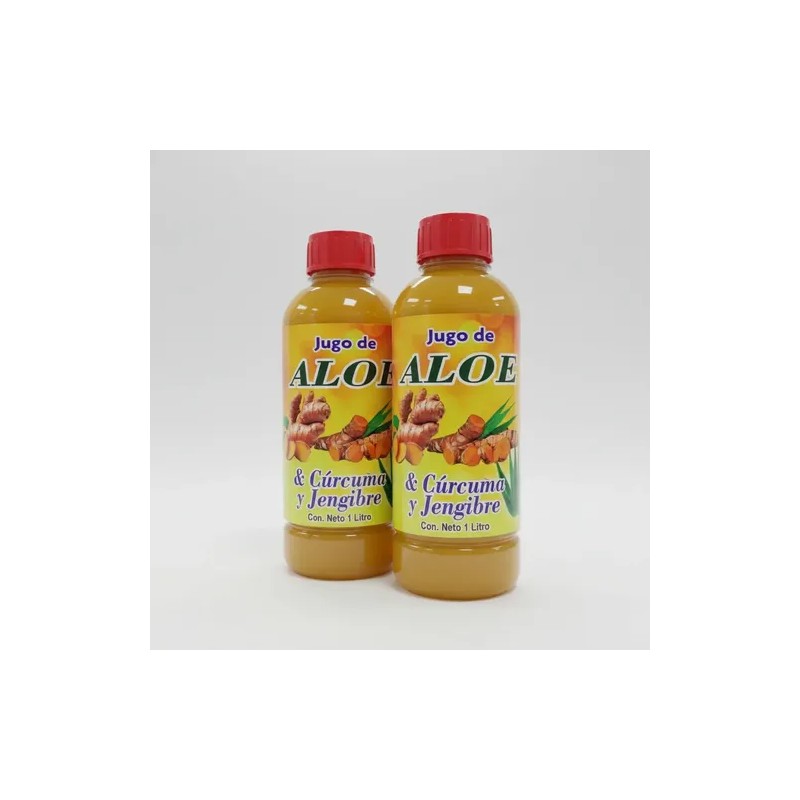 Jugo De Aloe Con Cúrcuma Y Jengibre Orgánico 1l (2pzas)