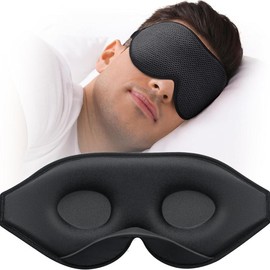 Sleep Mask, Eye Mask for Sleeping, Women Men Side Sleeper, 3D Contoured Cup No Eye Pressure 100% Blocking Light Sleeping Mask with Adjustable Strap Blindfold Yoga, Traveling, Nap, Black - Color: blue
