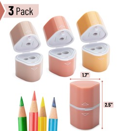 Mr. Pen- Pencil Sharpener for Colored Pencils, 3 Pack, 3 Hole, Pencil Sharpeners Manual