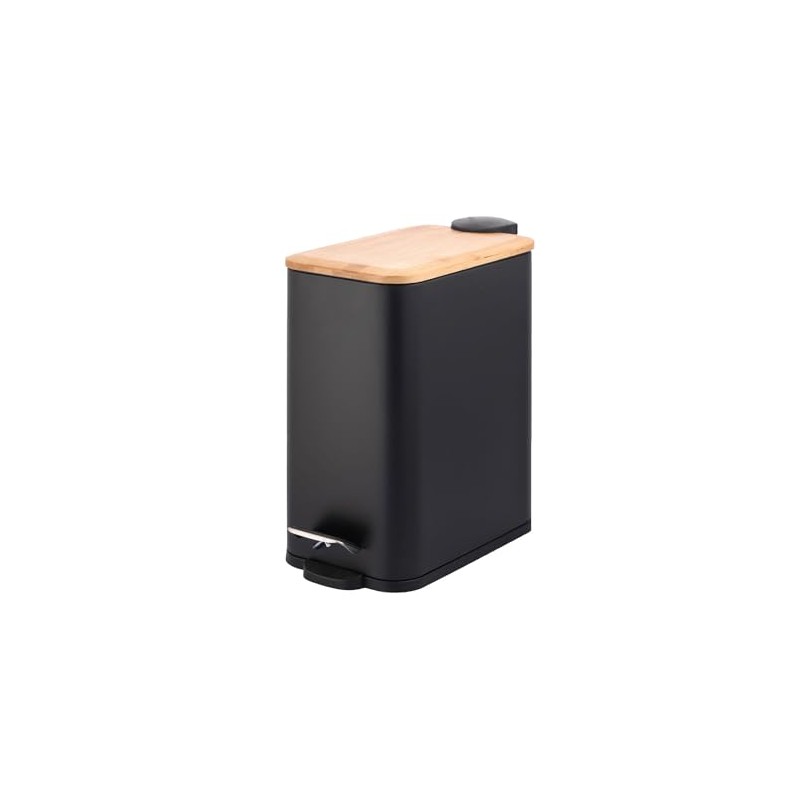 JS Maison 1.3 Gallon, 5L Rectangular Black Steel Trash Can