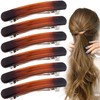 STSTR 6PCS French Barrette Hair Clips for Women, 2.48 Inch Small Tortoise Shell Hair Clip, Curved Glossy Thin Hair Flat Hair Accessories for Women - Amber, Oval Style