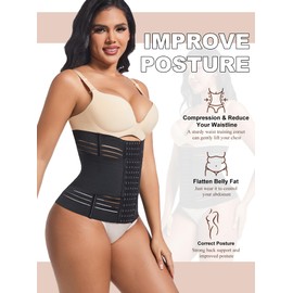 Evenriver Waist Trainer Corset Shapewear Tummy Control Body Shaper Waist Cincher for Women Postpartum Girdle Black