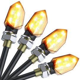 COLORLAM 4PCS Universal Motorbike Indicators 5LED Amber Motorcycle Turn Signal Lights with 3528 Lamp Beads, IP65 and E-Mark for Most 12V M8 Motorcycle Scooter Quad Cruiser Off Road-Transparent Lens