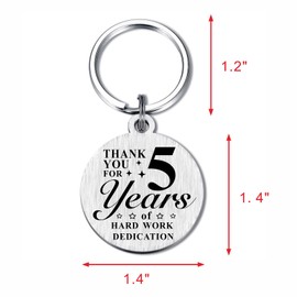 ABNTY 5 Year Work Anniversary Employee Gifts, 5th Work Anniversary Decorations, Thank You 5 Year Employee Anniversary Keychin Gifts