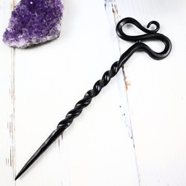 Twist Hand Forged Styling Pins Black Wicca Witch Hair Slide Renaissance Festival Hair Acceossories for Women Hair Stick