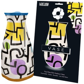 MODGY Expandable Flower Vase, Plastic Decorative Modern Foldable Printed Vases for Centerpieces for Wedding, Dining Table, Home Decor, Living Room, Bathroom, Paul Klee Rich Harbour