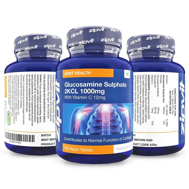 Glucosamine 2kcl 1000mg with Vitamin C, 180 Vegan Glucosamine Sulphate