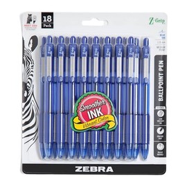 Zebra Pen Z-Grip - Bolgrafo retrctil, tinta azul de flujo suave, punta media de 0.039 pulgadas, suministros escolares y de oficina, ideal para tomar  