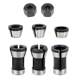 Router Collet Chuck,SopimusZ 6 pcs Steel Router Collet High Precision Router Bit Collet Chucks Clamping Adapter for Woodworking Engraving Trimming Machine Tool - 6mm 6.35mm 8mm + 2pcs Nuts