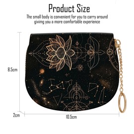 EFGWSDER RFID Blocking Credit Card Holder Wallet for Women Men, Zipper Card Case with Keychain, Compact Small Wallet for Cards Cash ID,Magic Lotus Floral