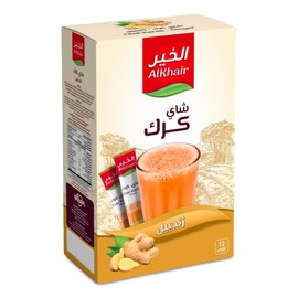 Alkhair Karak Chai Tea Latte with Ginger – Instant Tea, 12 Sachets (20g Each, 240g Total)
