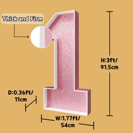 imprsv 3FT Rose-Gold 10th-Birthday Decorations Numbers: 10th Birthday Party Anniversary Decorations Large Light Up Numbers 10 for Girls Boys