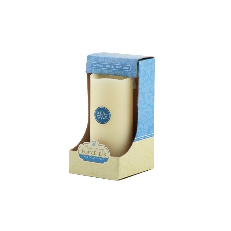 Flipo Pacific Accents Ivory Melted Wax 3-Inch by 6-Inch Pillar