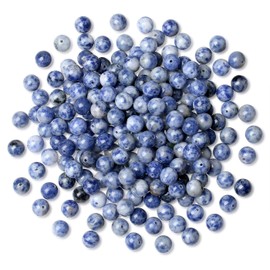 GUJOXILA 8mm Blue Spot Jasper Crystal Beads for Bracelet Jewellery Making Round Loose Gemstone Blue Beads for Crafting Necklace Polished Stone Craft Bead 50pcs