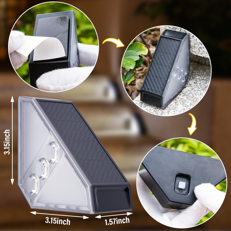 ROSHWEY Solar Step Lights for Outside, 16 Pack Solar Powered