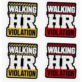 Walking HR Violation Funny Hard Hat Sticker, 4 inch Assorted Colors, Hardhat Helmet Decal Prank Tool Box Safety Stickers (4, 2in)