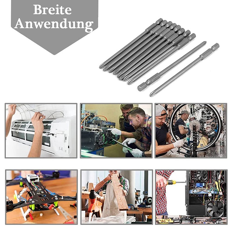 Mesee 10pcs Magnetic Screwdriver Bits Set, S2 Phillips Screwdriver 1/4