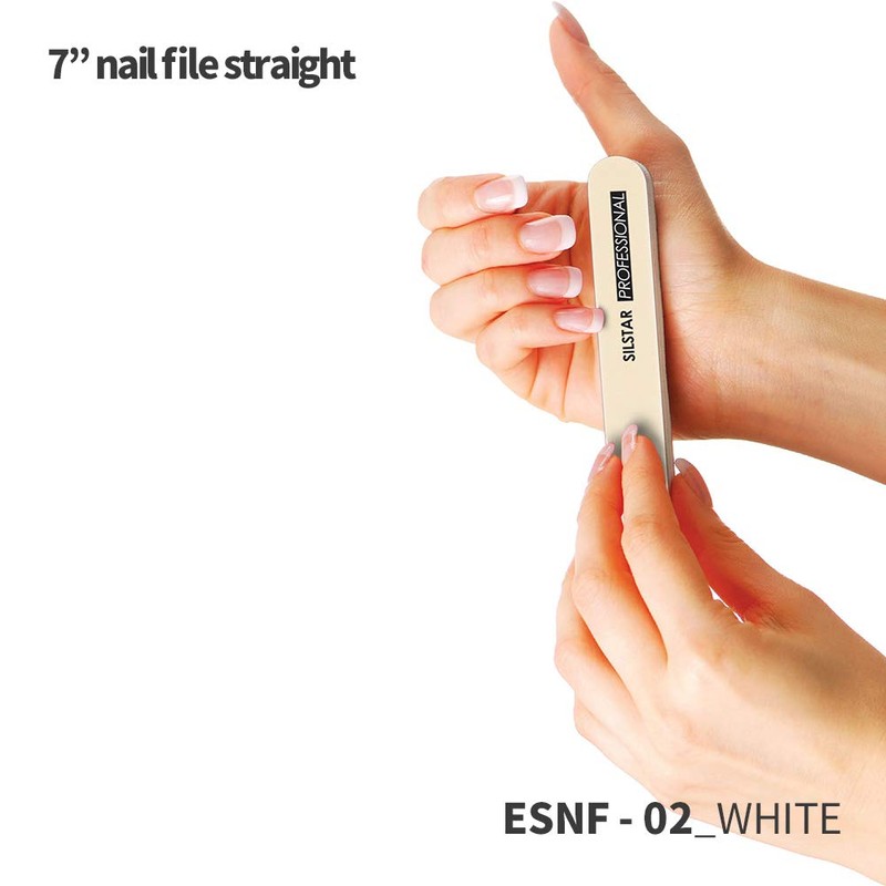 SILSTAR PROFESSIONAL 7" NAIL FILE STRAIGHT WHITE 100/180 MADE IN