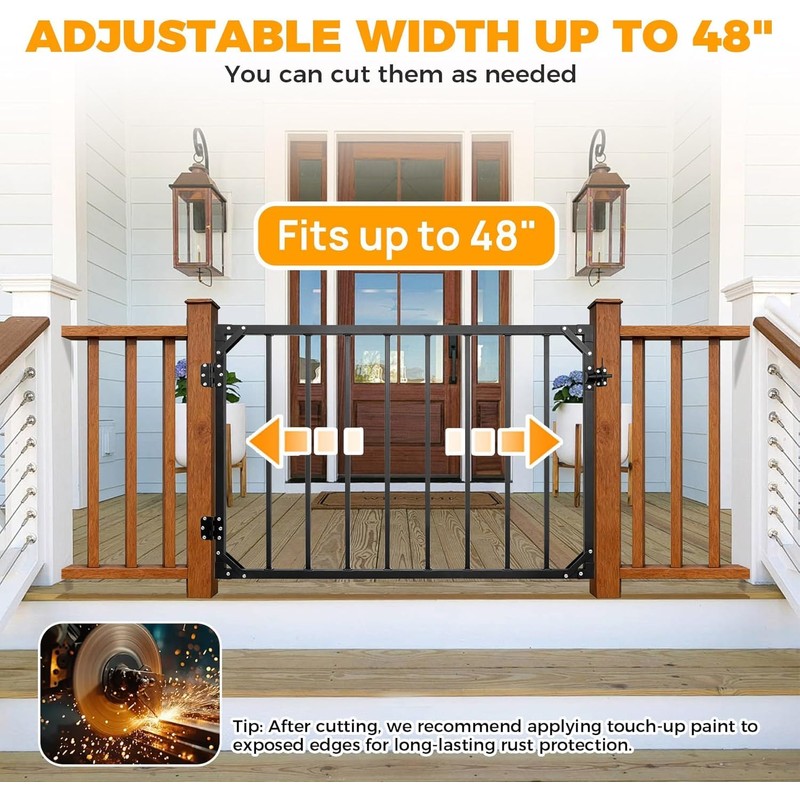 32.5 Inch Heavy Duty Adjustable Outdoor Metal Deck Gate with