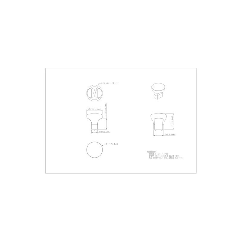 Elements 239PC Brenton Collection 1 Inch Diameter Round Cabinet Knob,