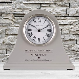 De Walden 80th Birthday Boys Engraved Grey Mantel Clock Eighty Years Mens Gift