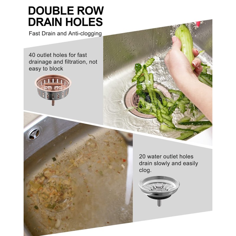 BOTEMY B9171 Copper Kitchen Sink Drain Kit 3 1/2 Sink