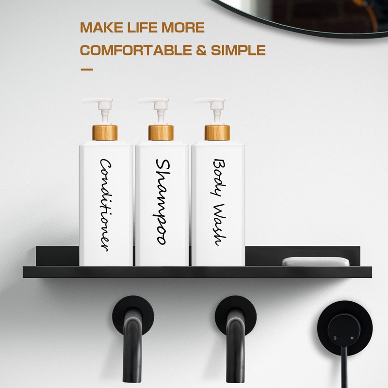 GMISUN Shampoo and Conditioner Dispenser, Refillable White Shampoo and Conditioner