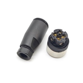 2Pcs M12 4 Pin Female Circular Connector, A Code Industrial Circular Connector IP67 Waterproof Field Assembly Wireable Sensor Straight Type Unshiled Adapter for PG7 Cable 250V 4A AC/DC
