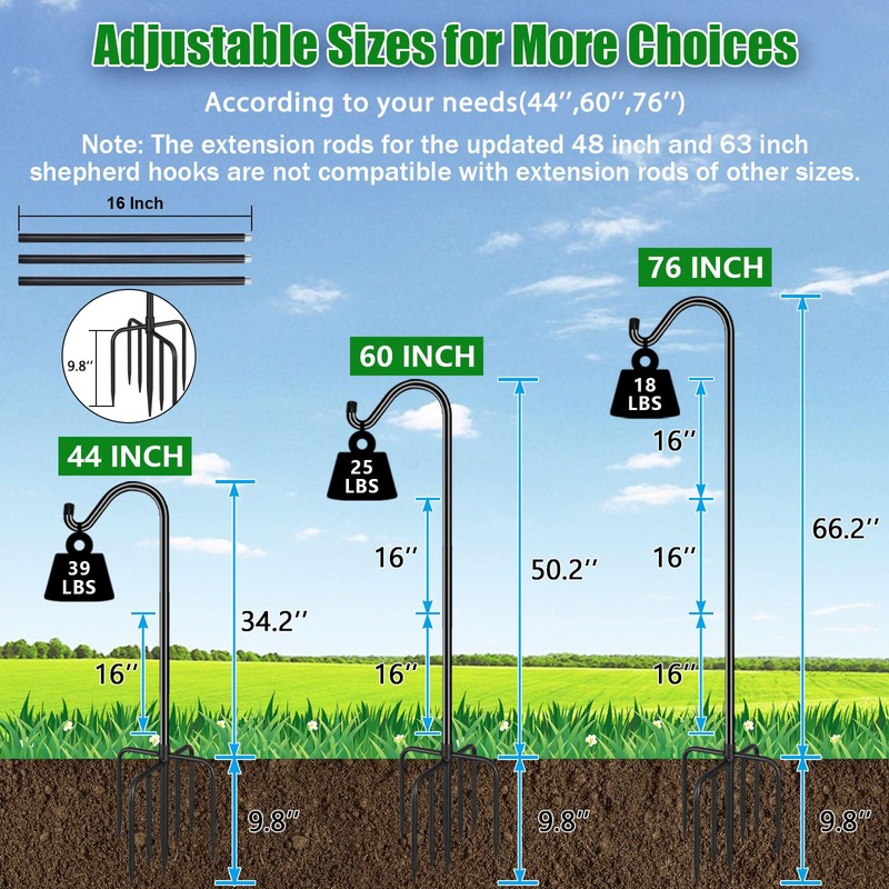 FEED GARDEN [Upgrade Version Adjustable Shepherds Hook Bird Feeder Pole