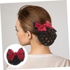 PACKOVE 3pcs Red Elastic Hair Bowknot Mesh Clip Stylish Headdress