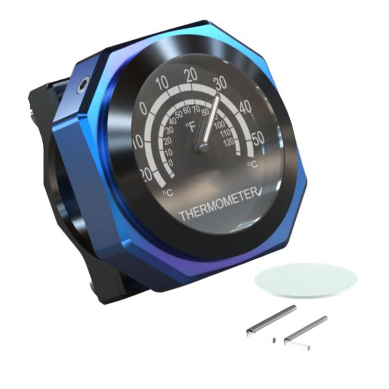 Baceyong Motorcycle Handlebar Thermometer Waterproof Luminous Alloy Temperature Display Compatible