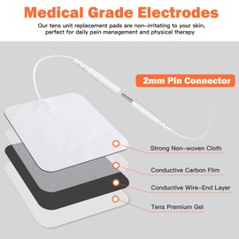 24 Pack 2" x 2" TENS Unit Replacement Pads Reuse More Than 45 Times, Upgraded Self-Adhesive Pads Compatible with AUVON, TENS 7000, White