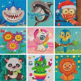 DIZAKIM Diamond Painting Kits for Kids,6 Pack Gem Art for Kids Ages 8-12, Easy Diamond Art for Beginner,Small Diamond Dots Crafts for Girls-6x6 inch