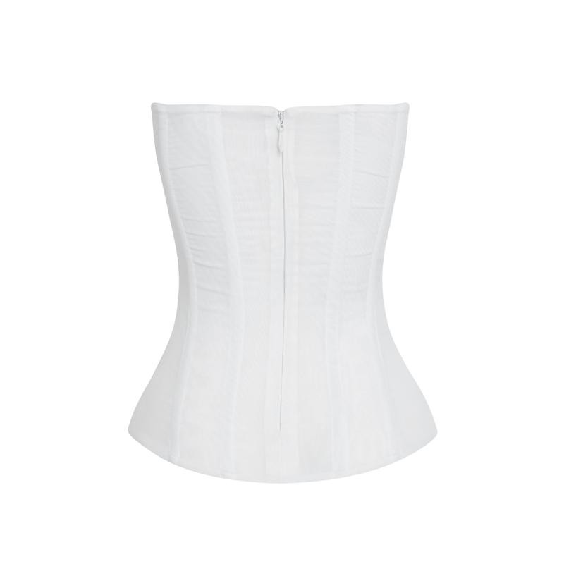 Muse Mesh Corset Top - White - Size: L