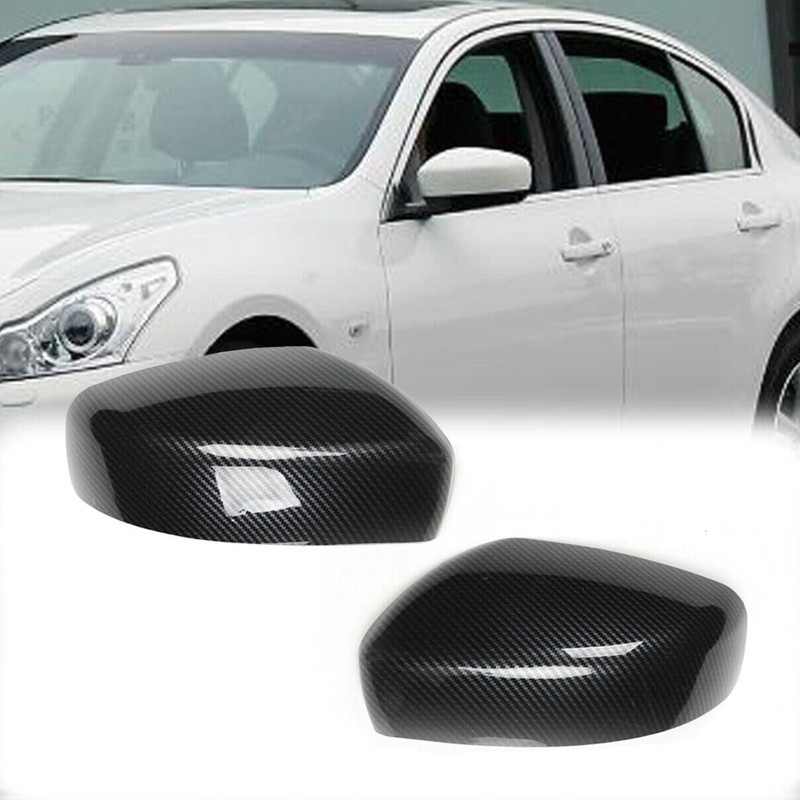 Carbon Fiber Rearview Side Mirror Cap Cover Trim For INFINITI