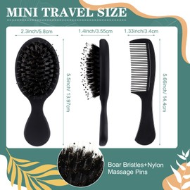 FillTouch 24 Pcs Mini Wet Hair Brush Combs Bulk Individually Wrapped Boar Bristle Hair Brushes and Disposable Combs for Travel Hotel Homeless Shelter Church Fine Cutting