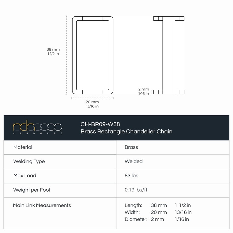 RCH Hardware Polished Nickel Solid Brass Chain for Hanging, Lighting
