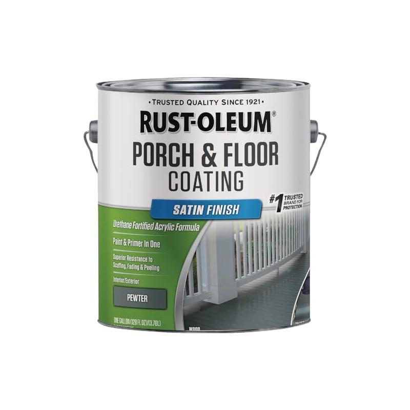 Rust-Oleum 320418 Porch &, Floor Coating, Satin, Pewter, 1-Gallon